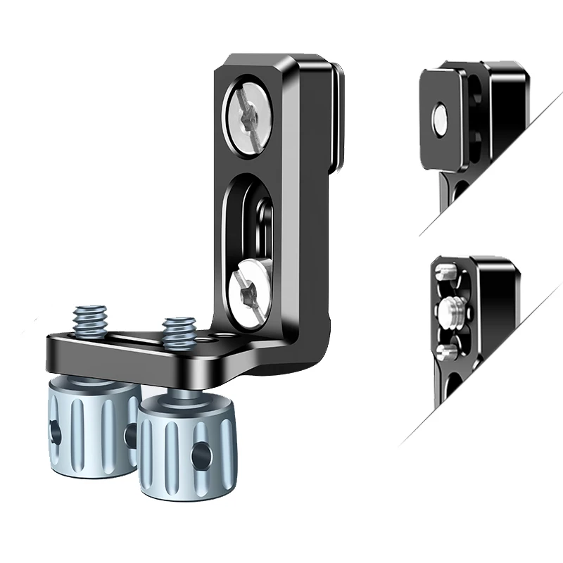 Dual 1/4" Handle Screw Quick Release Cold Shoe Mount Bracket for DJI Transmitter V Port Power Supply Holder Stand