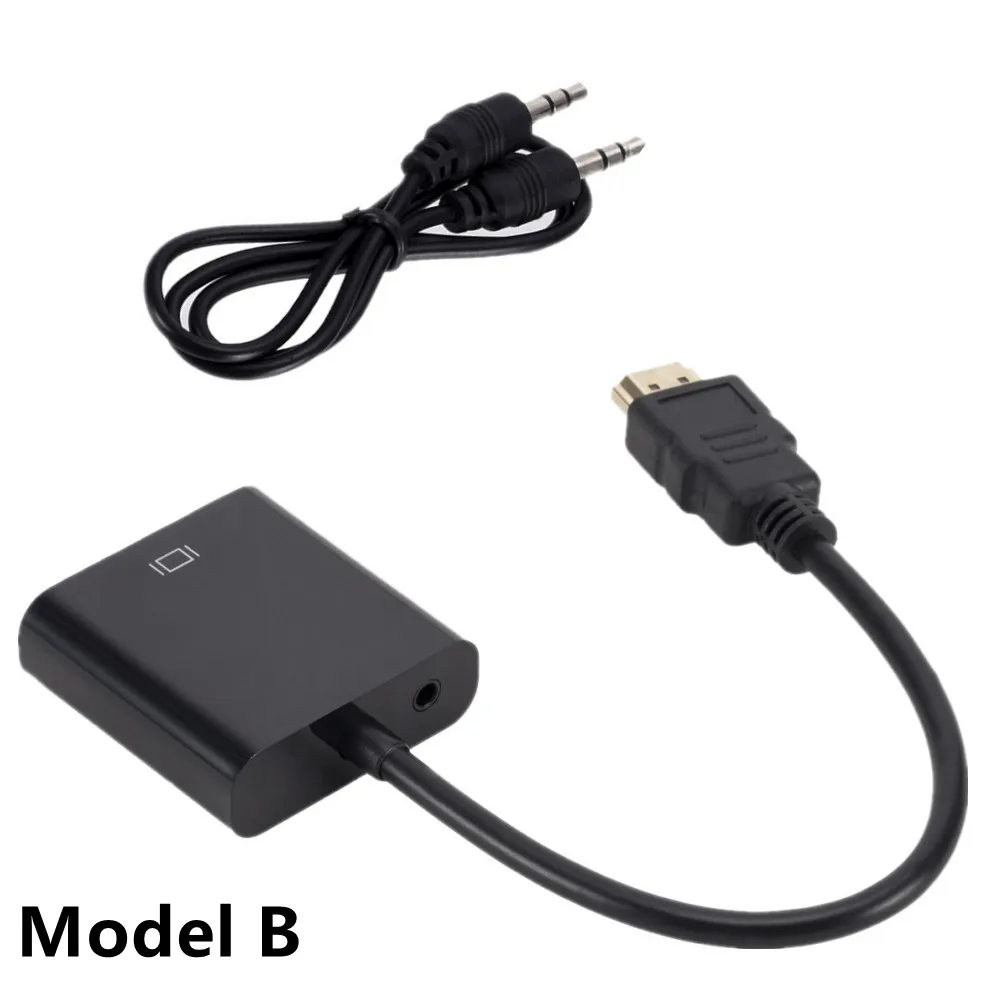HDMI-Compatible to VGA with 3.5mm Audio Power Supply Full HD 1080P Male To VGA Converter Adapter for TV Box PC Projector Laptops