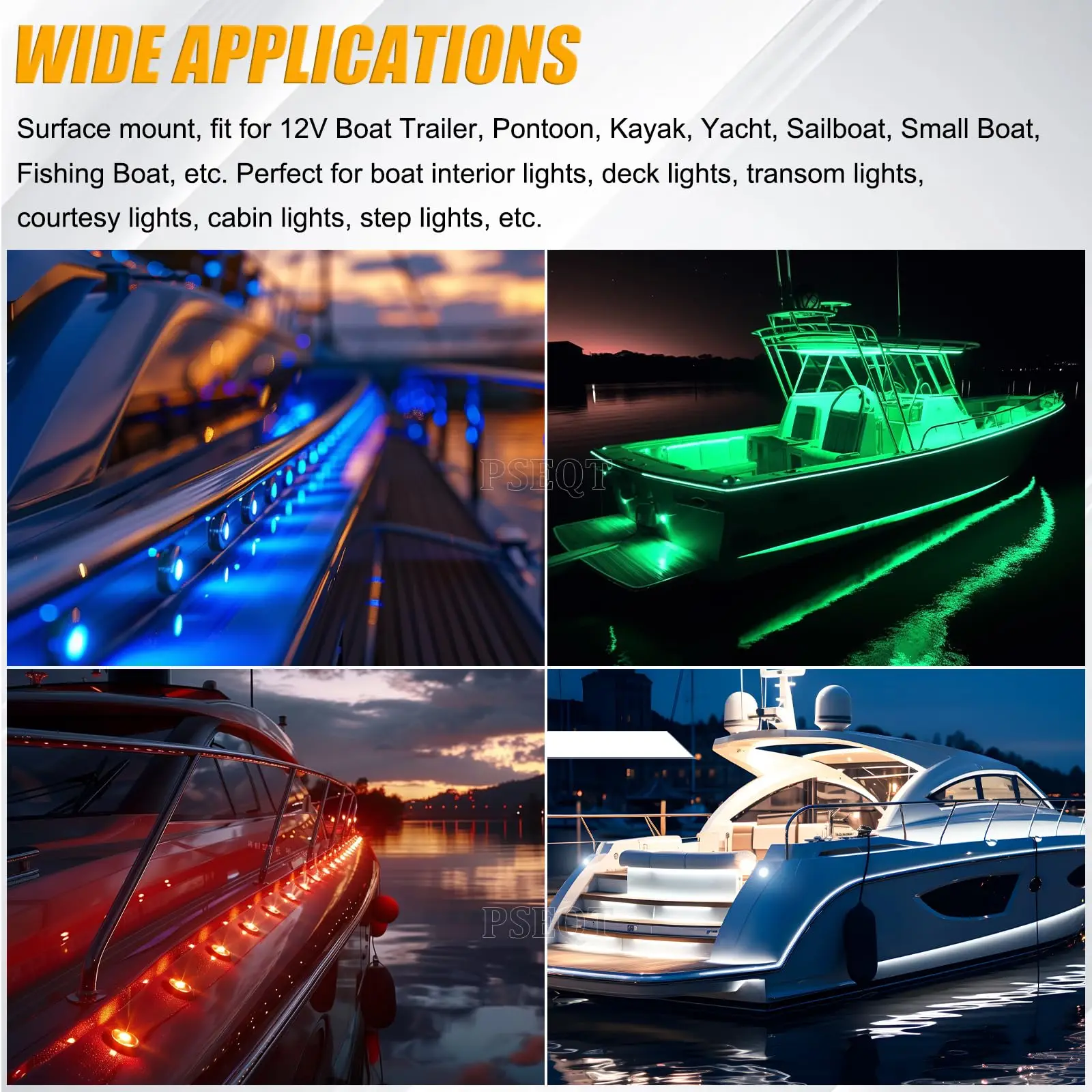 Marine Boat Interior 12V LED Deck Courtesy Light - Round Stern Transom Anchor Navigation Lighting
