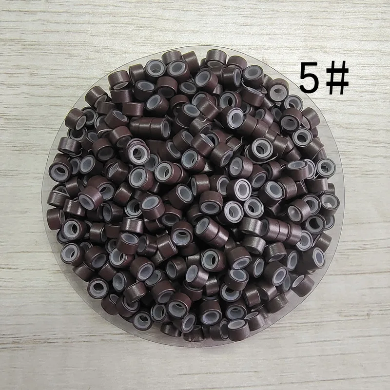 100개/팩 5.0mm*3.0mm*3.0mm 실리콘 마이크로 링크 튜브 링 헤어 익스텐션 비즈 나노 링 비즈 살롱 헤어 익스텐션 도구