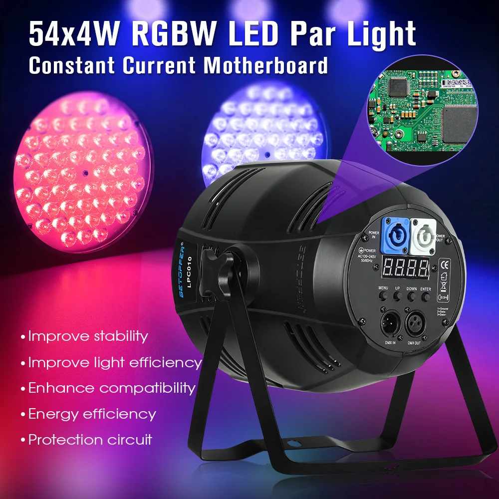 BOTAI Big Dipper LPC010 Disco Ball Party Lights 54x4w RGBW 4-In-1 Led Professional Stage Light With Sound DMX512 Control