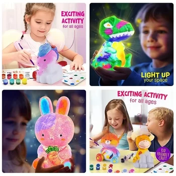 Kit Artistico per Dipingere la Tua Lampada a Forma di Gatto, Cervo o Unicorno, Set per Pittura Graffiti, Decorazione Fai-da-Te per Camera da Letto, Luce Notturna, Regalo per Bambini