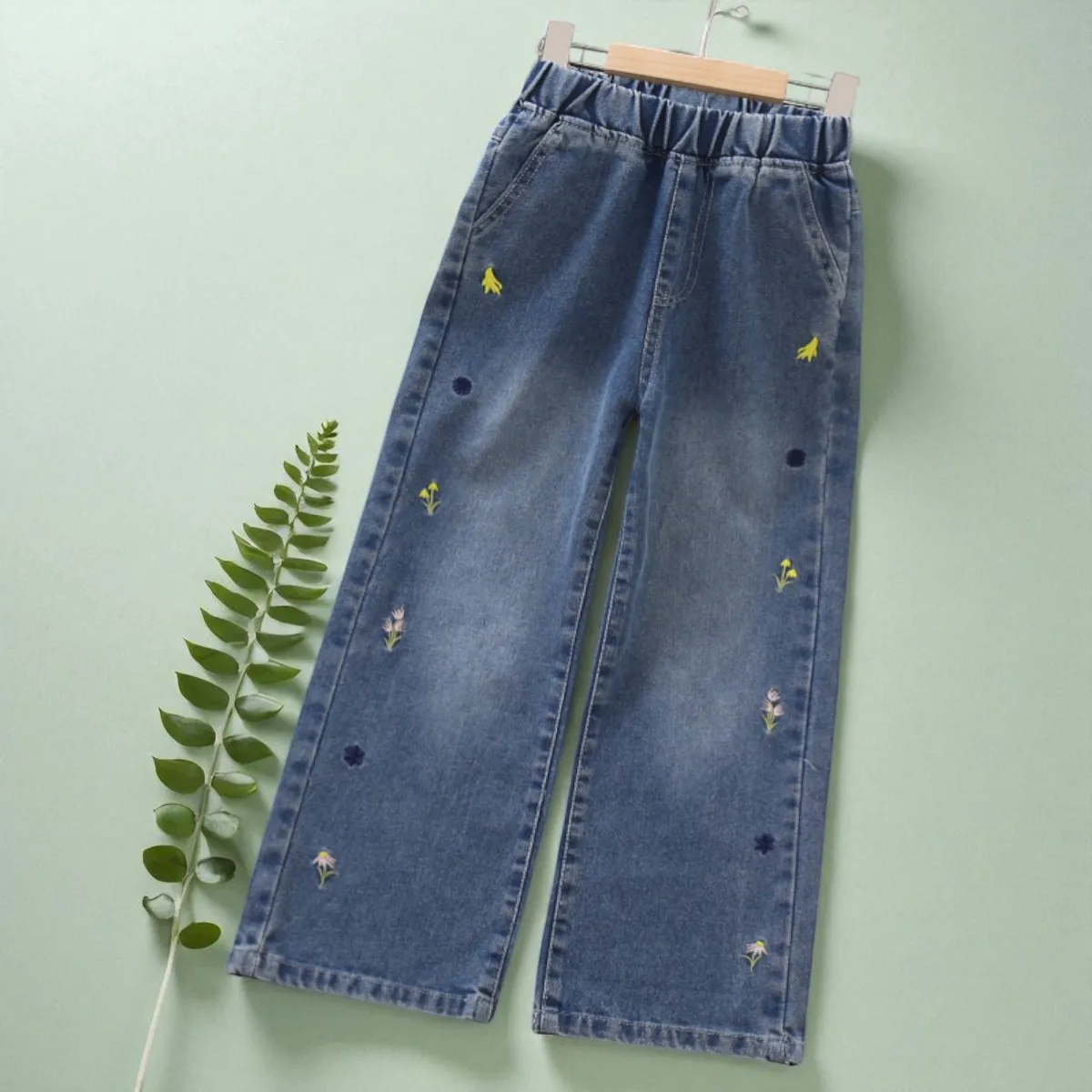 السراويل للفتيات الجينز المراهقين ملابس الأطفال فراشة طباعة السراويل ربيع الخريف الطفل الاطفال الملابس الجينز 6 8 10 12 14 Y