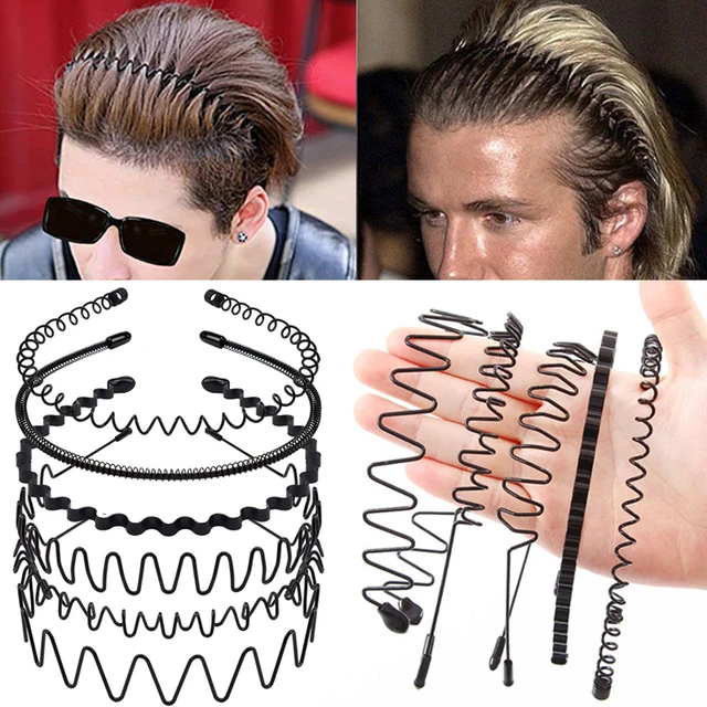 6PCS Men Women Metal Hair Headband Wave Style Hoop Band Comb Sports Hairband  US
