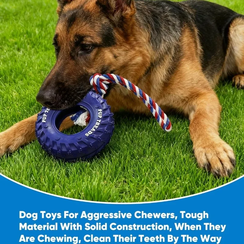 Tire Toys Made of Natural Rubber for Medium and Large Dogs, Durable for Chewing, Puzzle Solving, Feeding, Interactive Pets