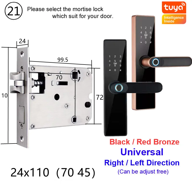 RAYKUBE Tuya Smart Door Lock Wifi Fingerprint Password IC Card Keyless Remotely Unlock Use AA Battery Support 8 Language Voice best electronic door lock Access Control Systems