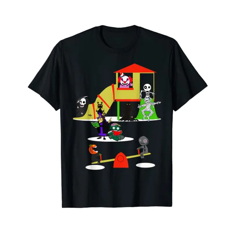 

Horror Icons Movie Merchandise Friends Mens Scary Playground T-Shirt Halloween Costume Graphic Tee Tops Gifts Best Seller