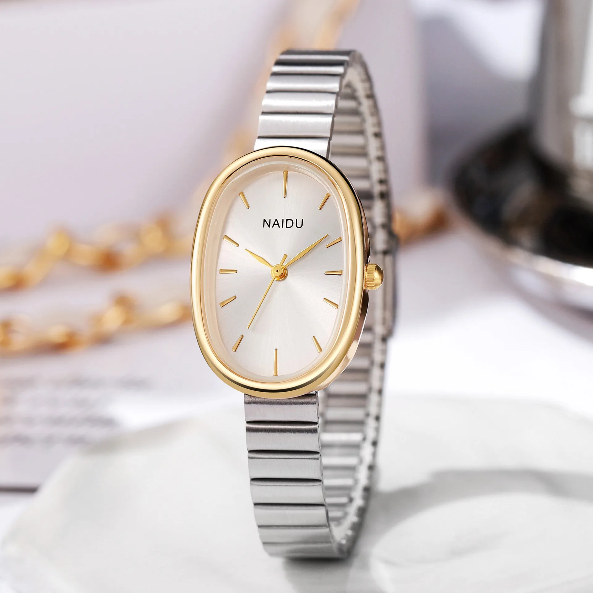 Elegant Oval Women Quartz Watch Luxury Brand Stainless Steel Band Dress Wristwatch Fashion Casual Classical Ladies Watches 6