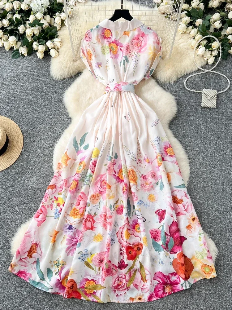 France Elegant Vintage Turn-Down Collar Evening Dress Women Print Sashes Button Long Party Dress Female Casual Holiday Clothing - AliExpress 200000345 France Elegant Vintage Turn-Down Collar Evening Dress Women Print Sashes Button Long Party Dress Female Casual Holiday Clothing - AliExpress 200000345