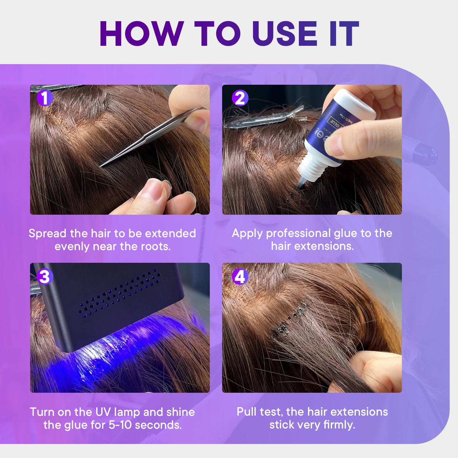 Handheld V-Light for Hair Extension Beauty Salon Fast Grafting Hair Invisible Non-marking Professional UV Curing Light