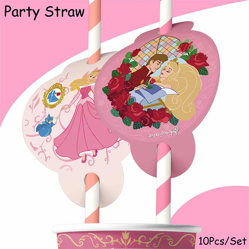Iconic Brand cartoon sleeping beauty theme pink party supplies decorations disposable tableware tablecloth wedding decoration party