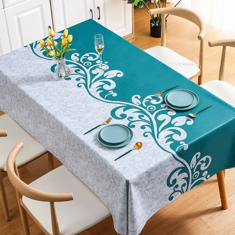 Table Cloth Flower Blooming Garden Waterproof and Oil Resistant Rectangular Ins Tea