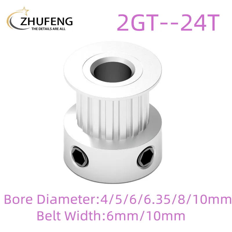 GT2 Timing Pulley 24 Teeth Bore 4/5/6/6.35/8/10mm For Width 6/10 mm 3D Printer Parts Belt 3D Printer Accessories Timing Belt Pulley Timing Pulley