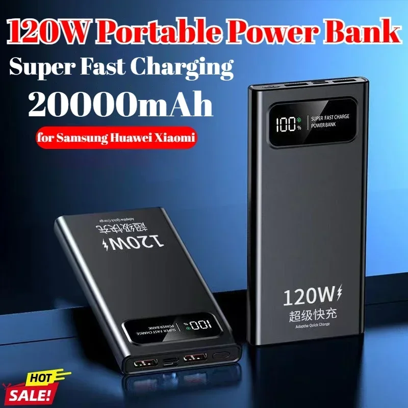 New 20000mAh 120W Power Bank Fast Charging Ultralarge Capacity Portable Digital Display External Battery for Huawei Iphone 16 3