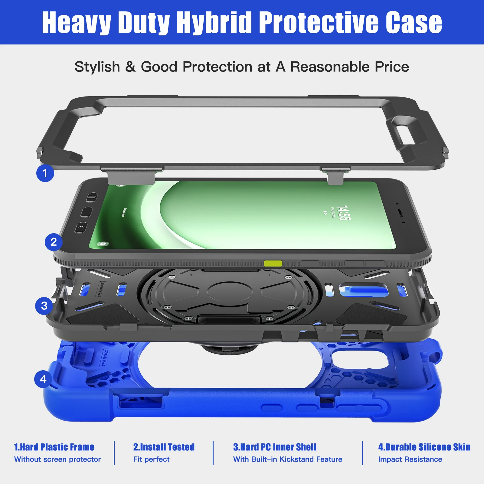 Universal Rotating Rugged Tablet Case with Strap - 8.0 inch