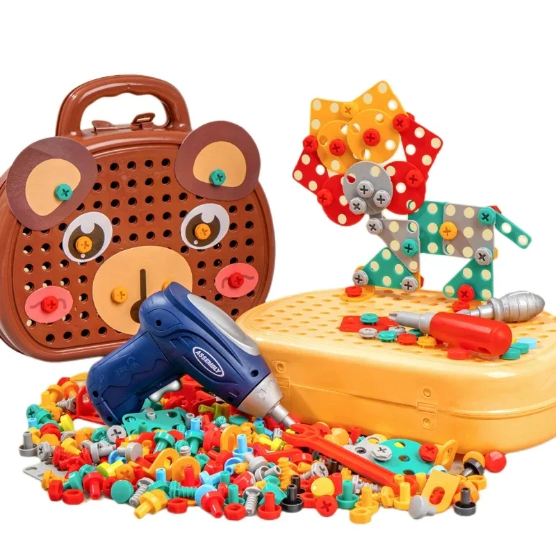Children Electric Drill Toolbox Driller Games Tool Toy for Boys 4 6 Years Old Montessori Screw Puzzle Kid Pretend Play Toys Gift 4