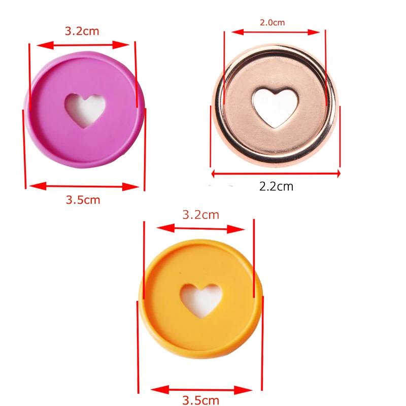 30PCS 35mm Colorful Heart Binder Rings Mushroom Hole Loose Leaf Ring Round Binding Plastic Disc Buckle Hoop DIY Binder Notebook