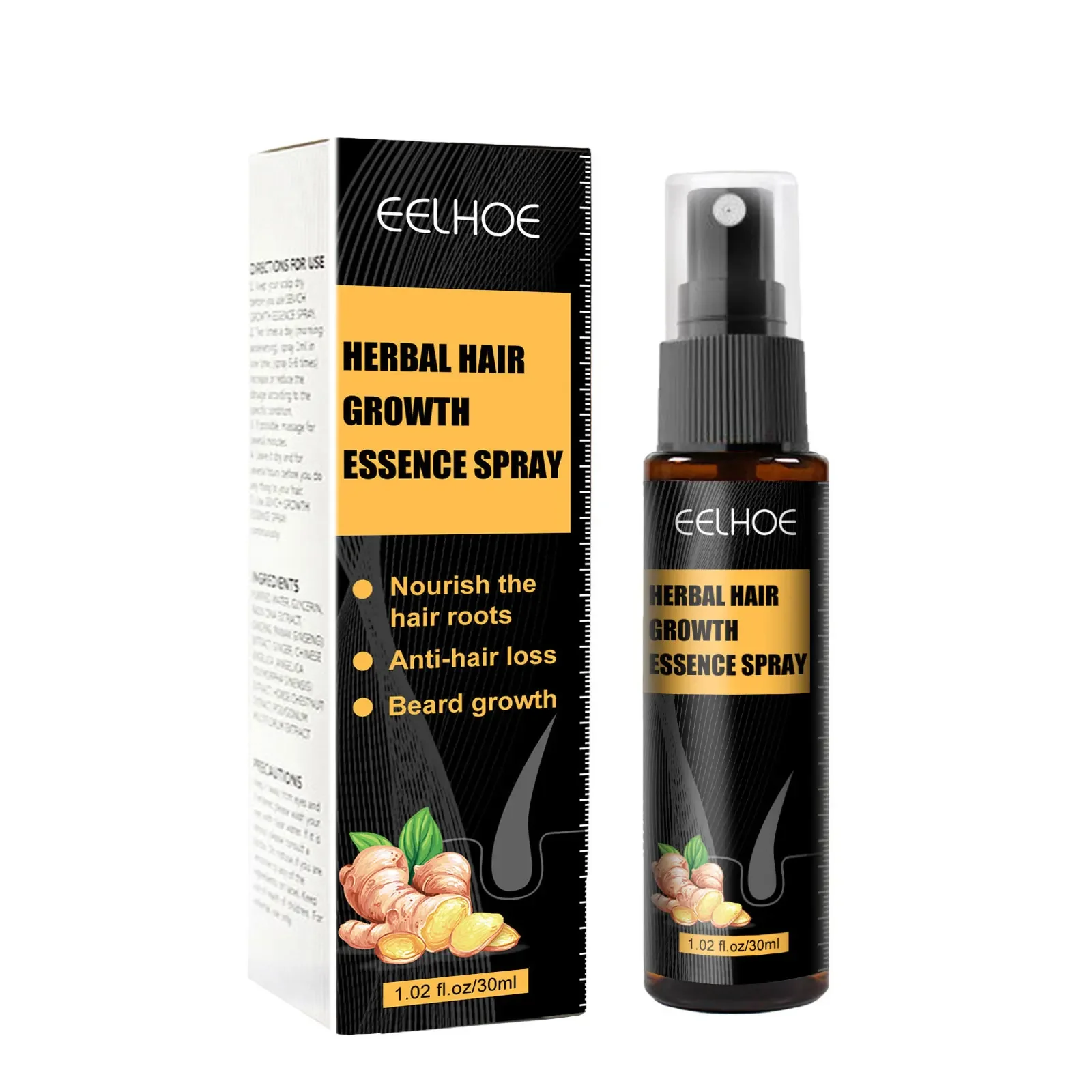 Description Picture 2 of itemSdatter Hair Growth Essence Spray Ginger Anti Hair Loss Treatment Scalp Dry Damaged Beard Regrowth Care Roller Set  Anti Falling