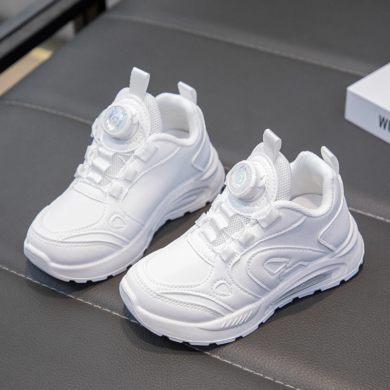 Children Shoes Kids Casual Sneakers Black Pu Leather Sports Shoes for Boy Girls White School Running Tennis Sneaker