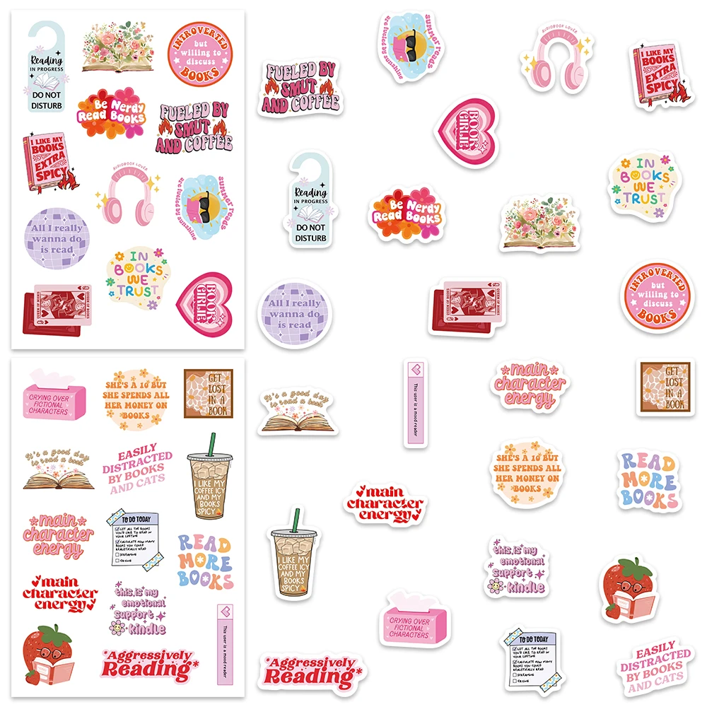 50PCS Smutty Dark Romance Bookish Spice Reader Girl Cartoon Booktok Sticker Aesthetic Car Kindle Ipad Phone Laptop Diary Sticker 3