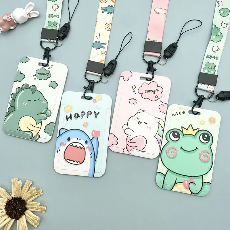 

Cartoon Plastic Card Holder ID Sleeve Credit Cover Case Bus Card Case with Lanyard Identity Bank Card Case Bags