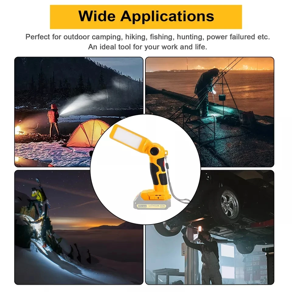 Led Light For Dewalt 18V Li-ion Battery Portable Spotlight Outdoor Work Fishing