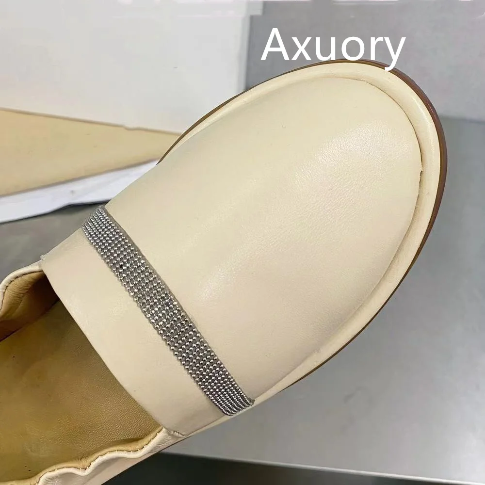 2023 Women's Genuine Leather Flat Shoes Cuff soft sole breathable comfortable Round head Solid Color Luxury Design