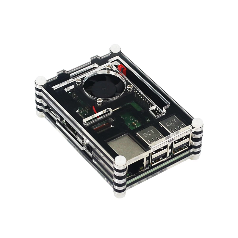Acrylic Multi-Layer Case with CPU Cooling Fan and Metal Screws - Clear Cover