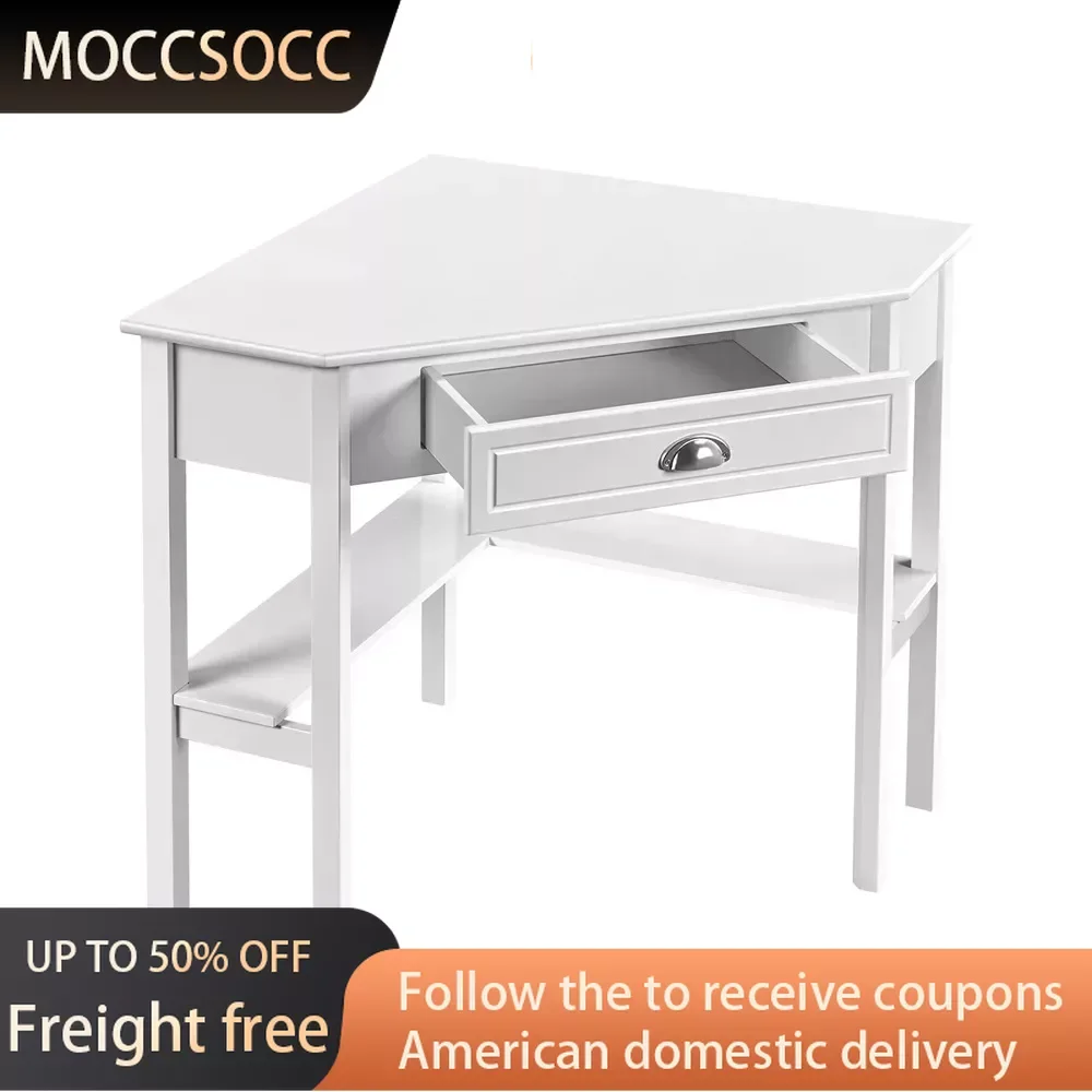 

Corner Writing Desk With Storage Drawer White Freight Free Computer Desks Table Office Furniture