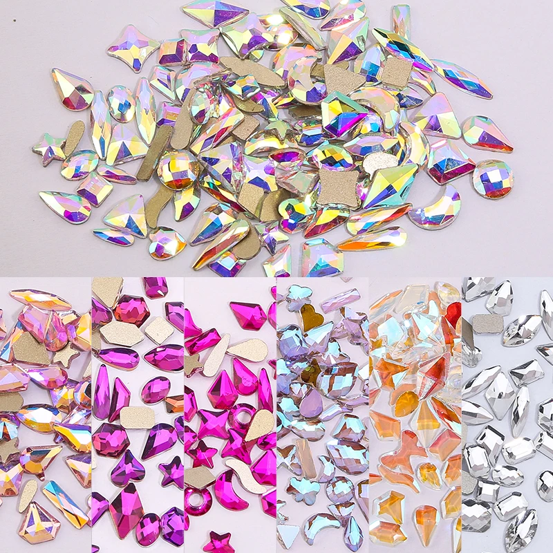 QIAO 100 stücke Bunte Shaped Strass Shiny Kristall Diamant Stein Nagel Edelsteine Flatback für Nagel Kunst Strass Dekorationen – Detail 3
