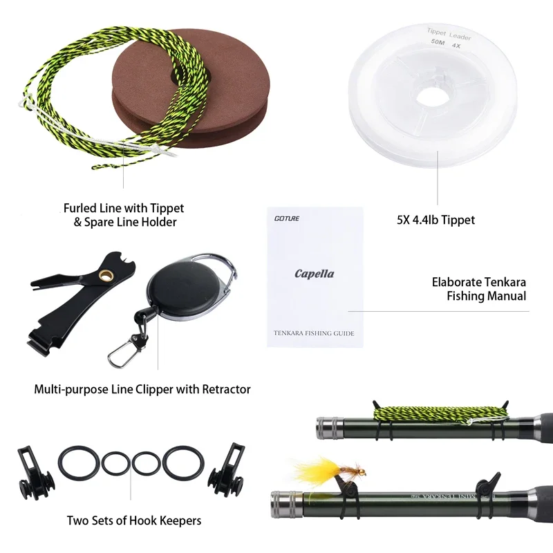 Fishing Pole Set,Fishing Rod And Reel Combo,Fishing Rod Goture Fly Fishing Rod Combo Tenkara 12FT Classical Portable Ultralight IM8 Carbon Fiber Trout Rod Pod Line Lure Fly Fishing Set