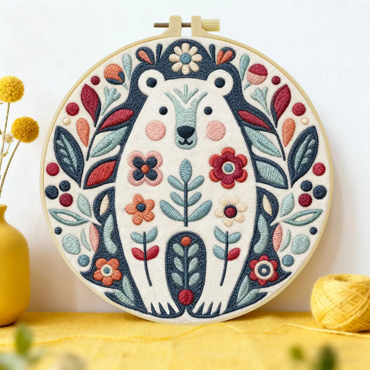 1 Stück 20X20CM/15X15CM 7,87/6,3 Zoll Tier - Bär Stickerei Starter-Kit DIY-Kit DIY-Stickerei-Set Handarbeiten Nadelkunst