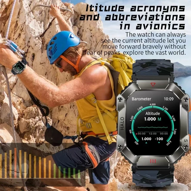 Military Outdoor Men's Smart Watch Compass GPS Track Weather AI Voice 100+Sports Modes 620mAh SmartWatch New 2023 4