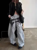 Women's Y2K Style Wide Leg Cargo Pants Cross-layer Straps Design Casual Hip Hop Dance Streetwear Trousers - Image 2