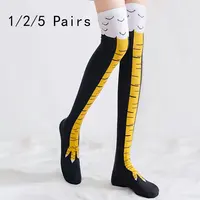 1/2/5/10 Pairs Women Knee High Socks Trendy Cartoon Funny Chicken Claw Socks Fitness Sport Casual Slim Leg Long Tube Socks Women