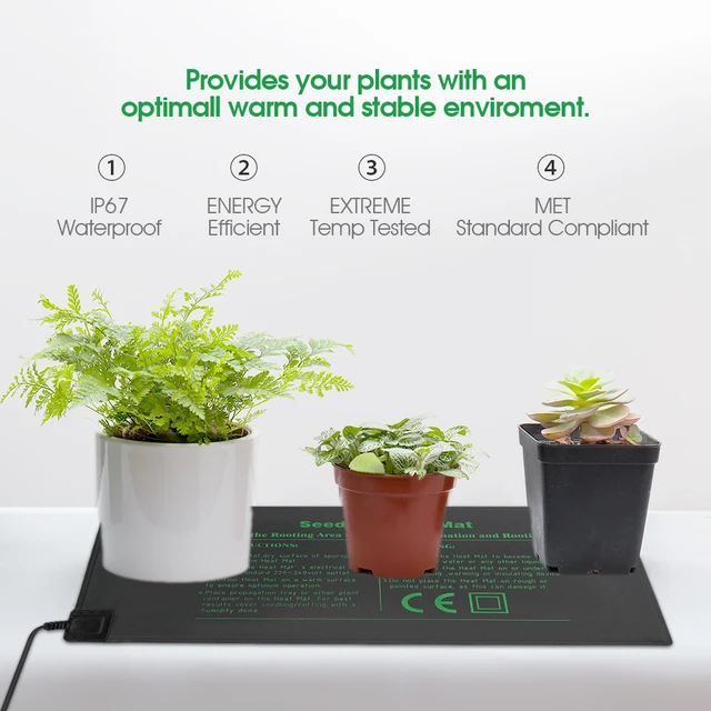 Tartós Palánta Hőkezelő Szőnyeg Hüllő Brooder Fűtőpad 24X52Cm 52X52Cm 121X52Cm Vízálló Beltéri Vetőmag -Indító Növény Meleg - Image 5