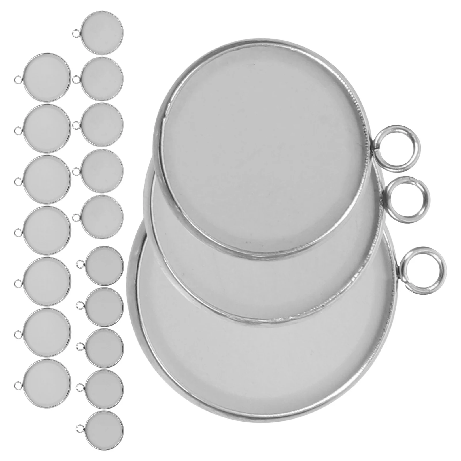 

60pcs DIY Pendant Trays Bezel Pendant Trays Blanks Pendant Jewelry Making Bezel Stainless Steel Trays