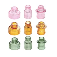 3PCS/set Glass Candlestick Romantic Dining Table Candle Holder,Valentine's Day Colorful Home Decor Anniversary Decoration 1