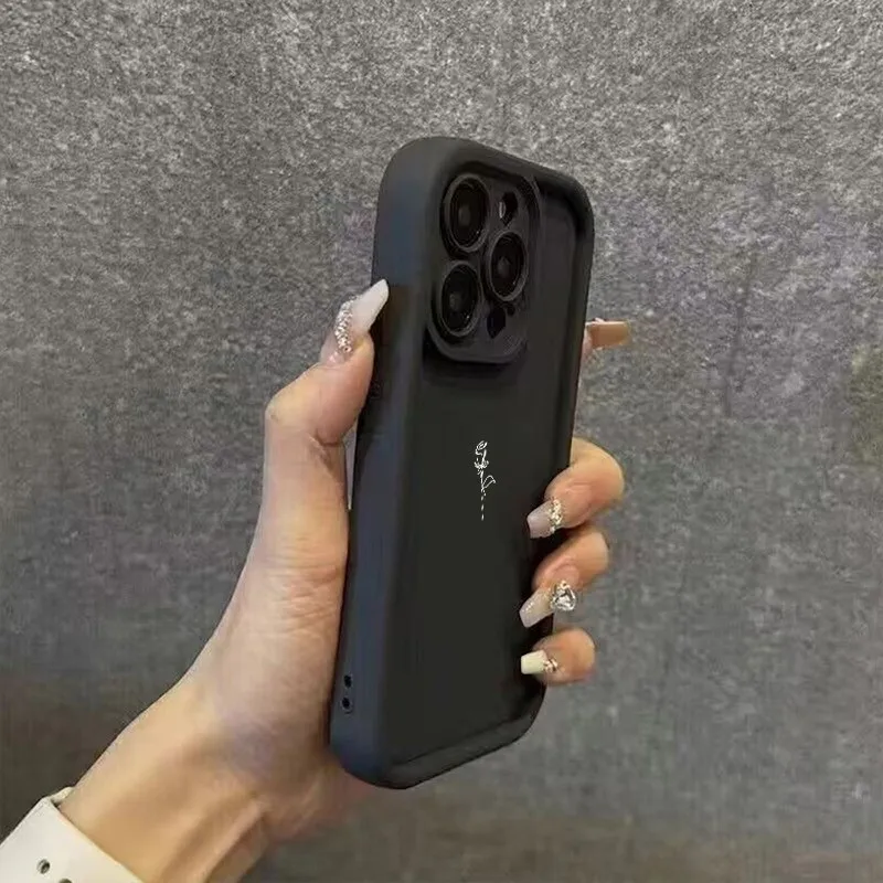 Minimalist Rose Pattern Shockproof Phone Case with Bumper Cover