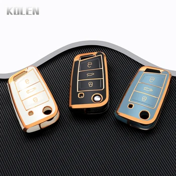 TPU Car Key Case Cover Shell Fob per VW Volkswagen Golf Polo Tiguan Passat Skoda Octavia Superb Kodiaq Seat Ateca Leon FR Ibiza - TPU Car Key Case Cover Shell Fob per VW Volkswagen Golf Polo Tiguan Passat Skoda