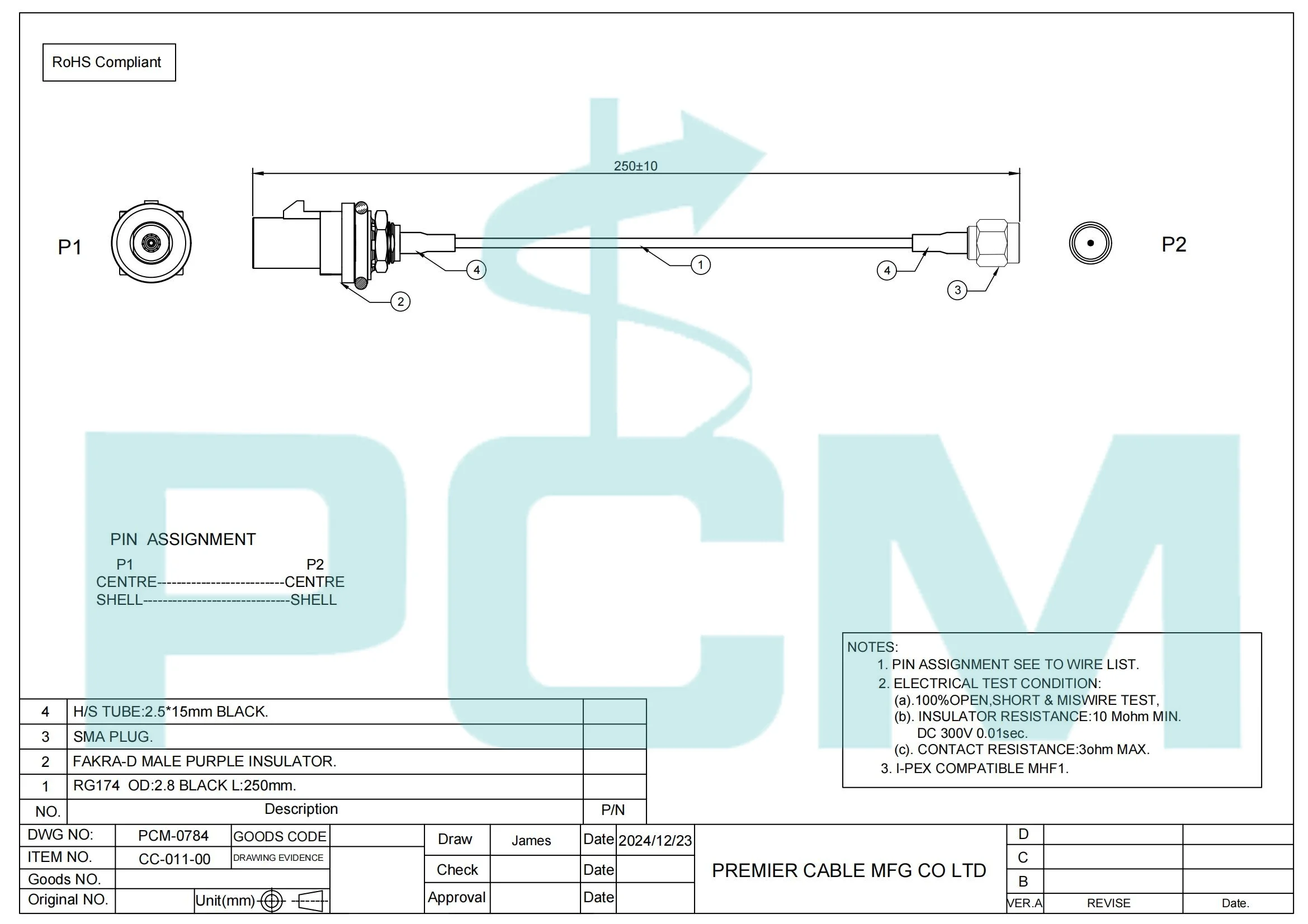 Panelmontage Fakra D-Code Stecker auf SMA Stecker HF-Koaxialkabel RG174 50 Ohm für Auto-GPS, GSM-Antennen, Telematik und Kameras – Detail 6