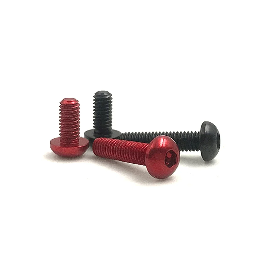 다양한 색상 M2 M3 M4 7075 알루미늄 합금 버튼 헤드 나사 볼트 육각 소켓, 모델 항공기 자동차 DIY