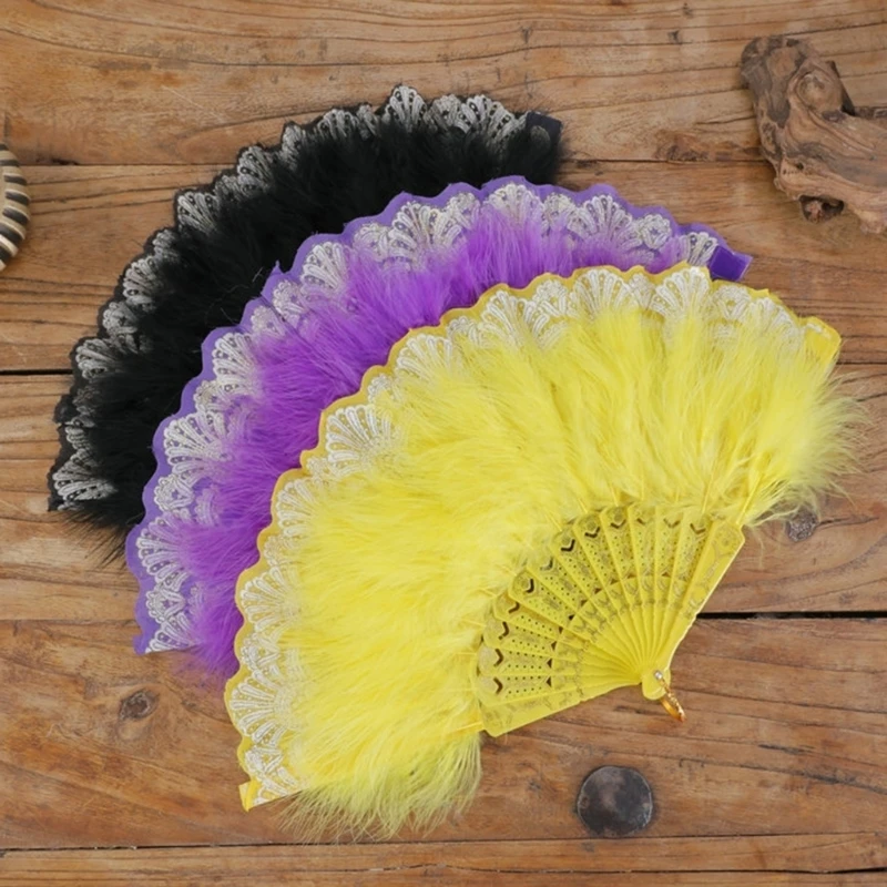 Abanico de Plumas de Avtruz Amarillo y Negro, 60x90cm, Abanico Plegable de Mano para Bodas Abanico de Plumas de Avtruz Amarillo y Negro, 60x90cm, Abanico Plegable de Mano para Bodas