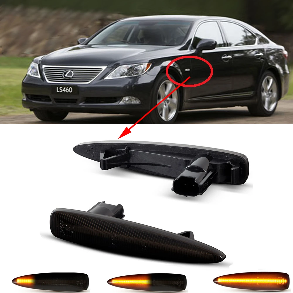 2X Dynamic Amber Side Marker Lights Car Turn Signal Sequential