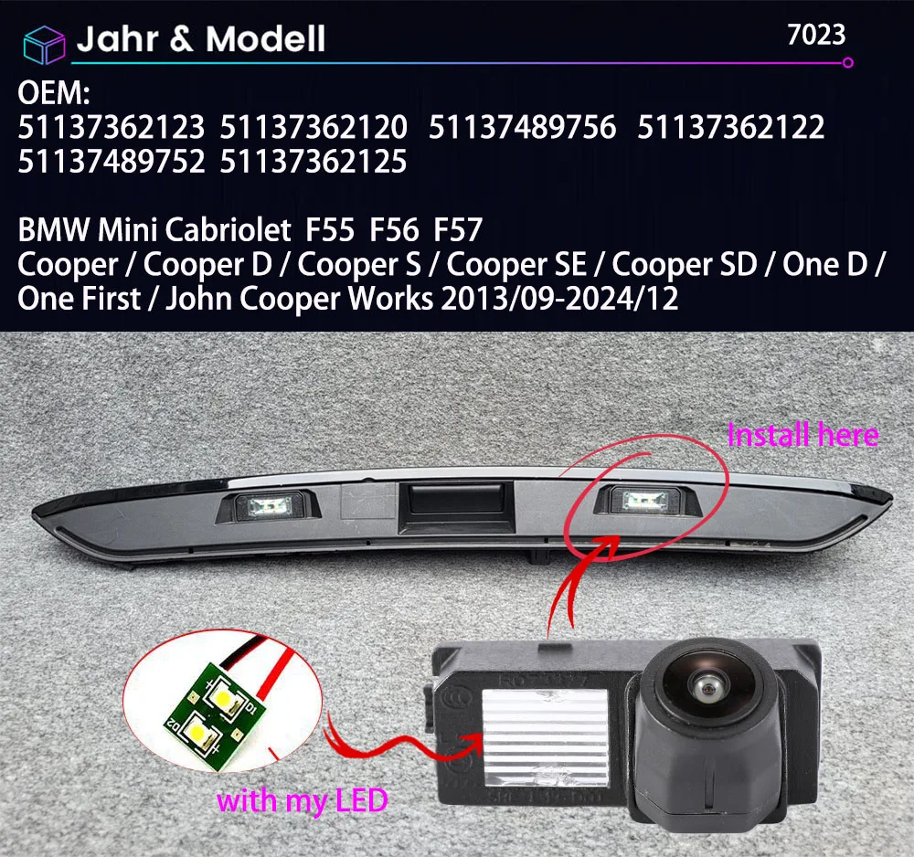 BMW 미니 카브리올레 F55 F56 F57 쿠퍼/쿠퍼 D/쿠퍼 S/쿠퍼 SE/쿠퍼 SD/원 D/원 퍼스트 존 쿠퍼용 후방 카메라