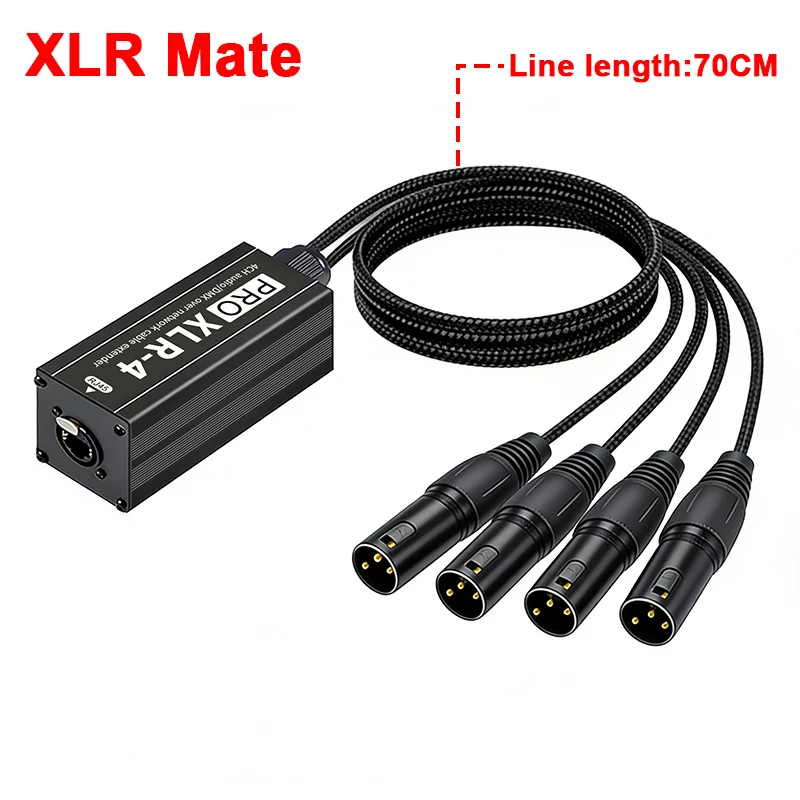 RJ45 to 4-Channel XLR Audio Cable Extender for Stage and Studio Lighting & Sound