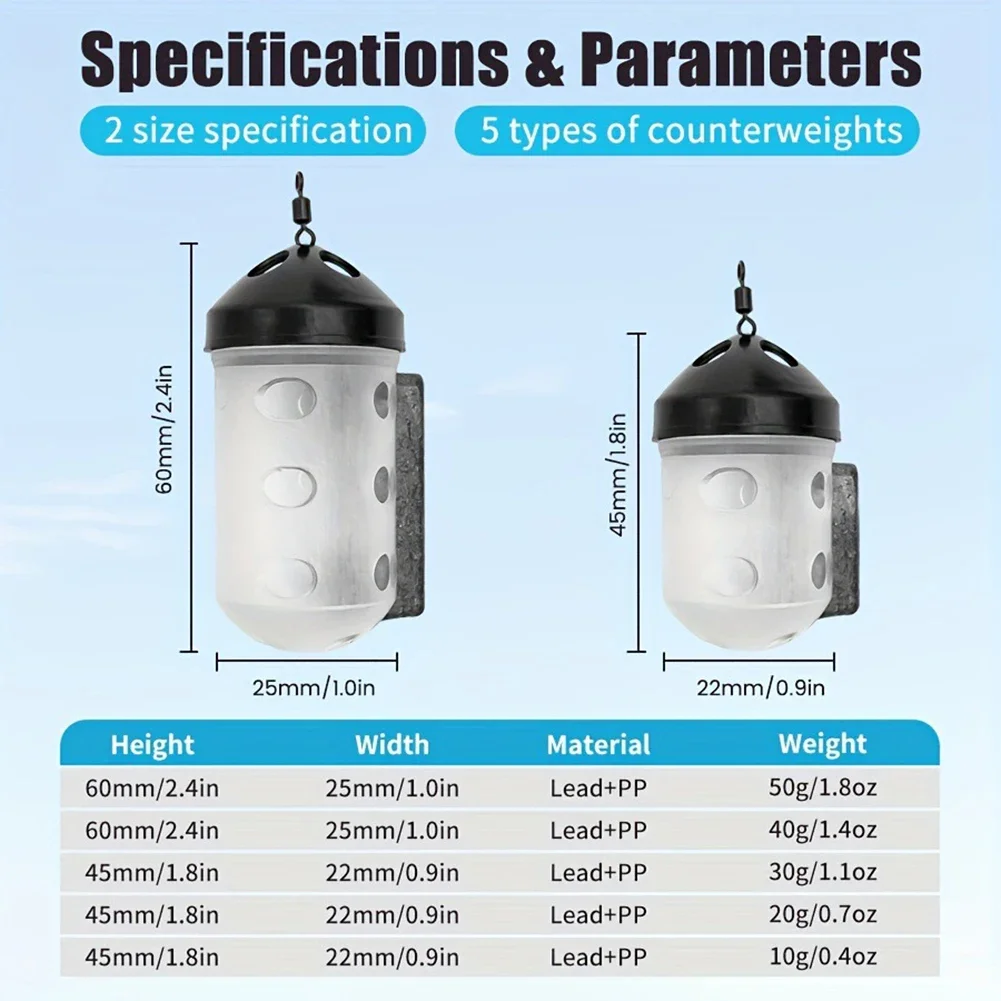 1Pc Bait Cage with Sinker Weight Fishing Feeder Cage Fishing Bait Lure Feeder Maggot Bait Feeder Cage Fishing Accessories
