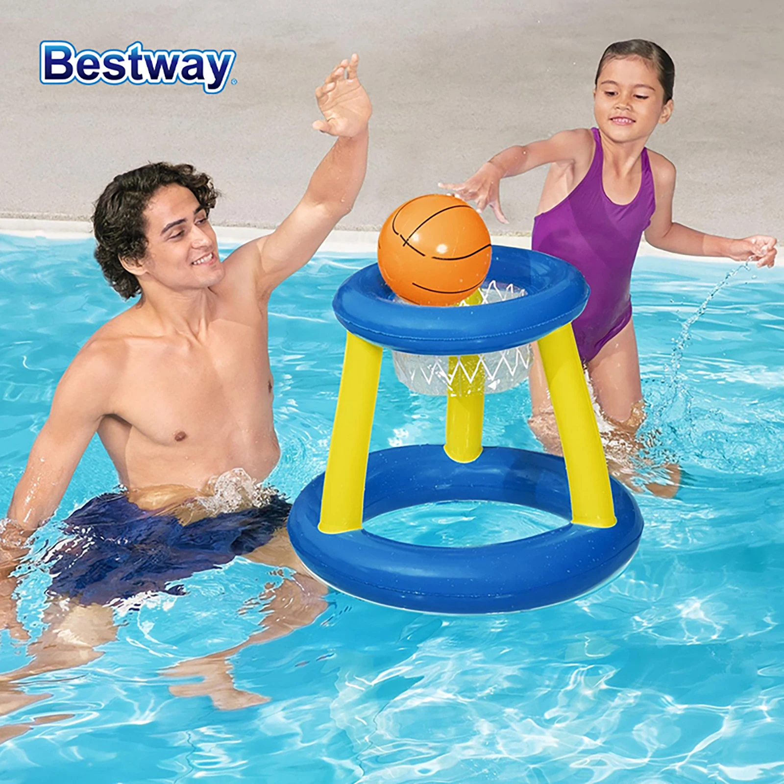 Bestway 52133 Water Volleyball and Basket, Water Polo Swimming Set, Inflatable Swimming Pool Games, Pool Toys