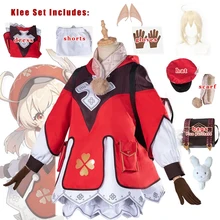 Genshin Impact Cosplay Klee Cosplay Costume Backpack Wigs Shoes Loli Party Outfit Uniform Christmas Halloween Costume Carnival