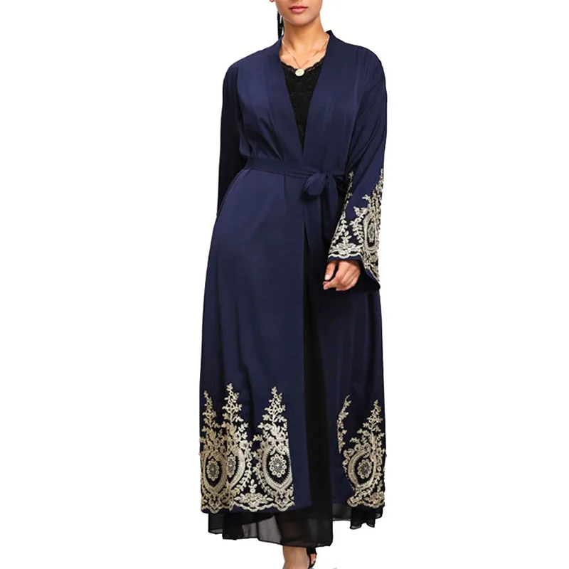 

Kaftan Modest Khimar Hijab Abaya Dresses Long Sleeve Dress for Women Summer Coverups Egyptian Cardigan